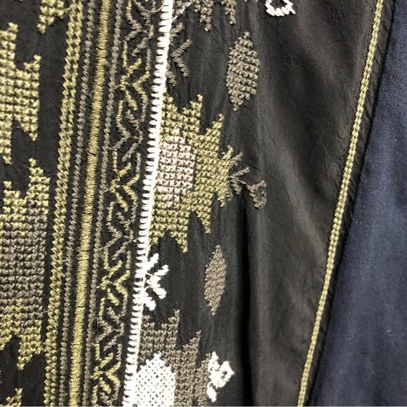 Johnny Was black army green cream embroidered dress size 1X - Picture 13 of 14